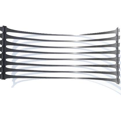 One-way tensile plastic geogrid roadbed reinforcement