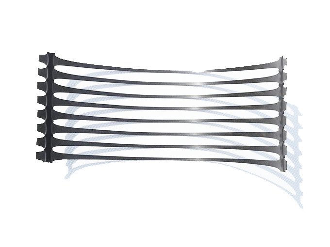 One-way tensile plastic geogrid roadbed reinforcement