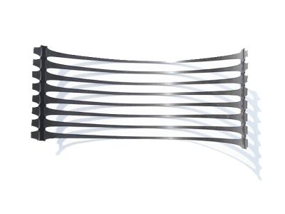 One-way tensile plastic geogrid roadbed reinforcement